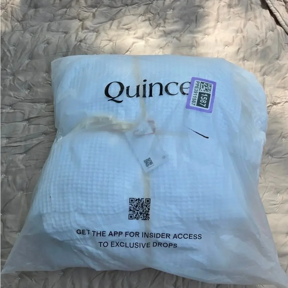 NWT Quince 100% Organic Cotton Waffle Duvet Cover 3Pc Set King Cal King White